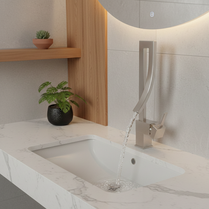Robinet mitigeur lavabo salle de bain haut design - Argenté - Laiton