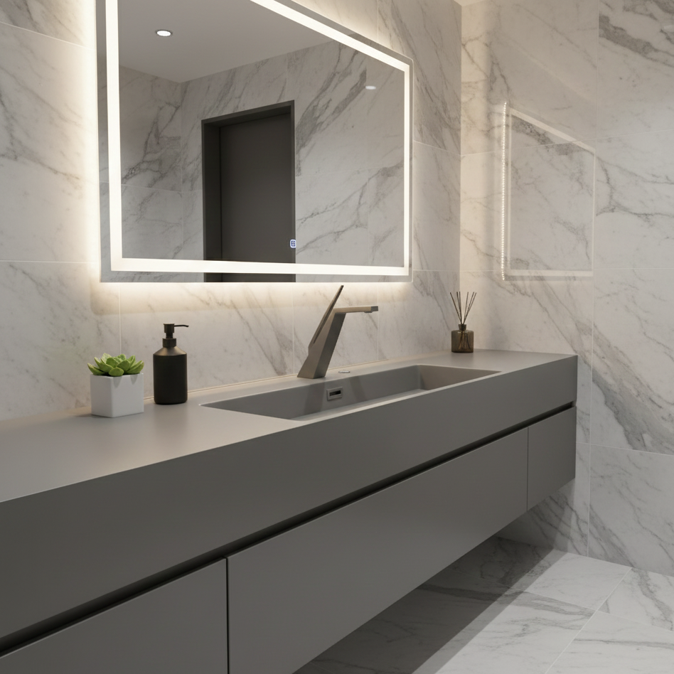 Robinet mitigeur salle de bain lavabo design contemporain - Argenté