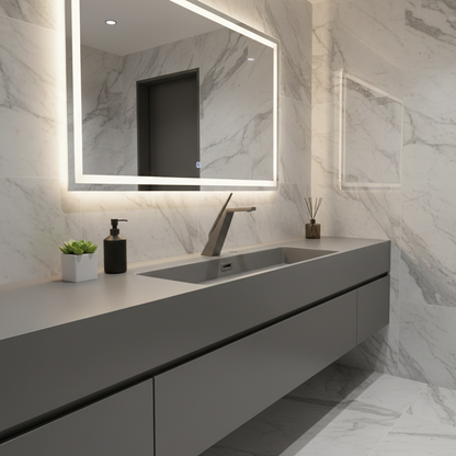 Robinet mitigeur salle de bain lavabo design contemporain - Argenté