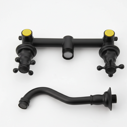 Robinet vintage mural encastrable cuisine évier - Noir - Laiton