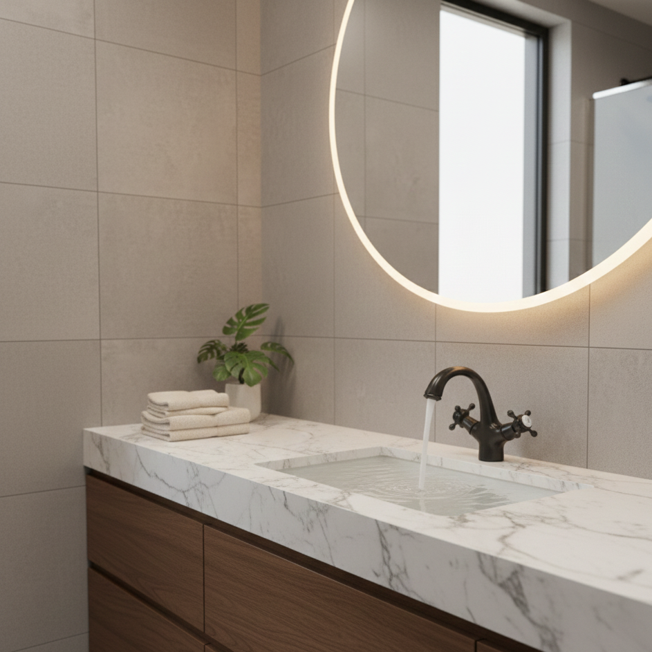 Robinet mitigeur lavabo salle de bain rétro double poignées - Noir - Laiton