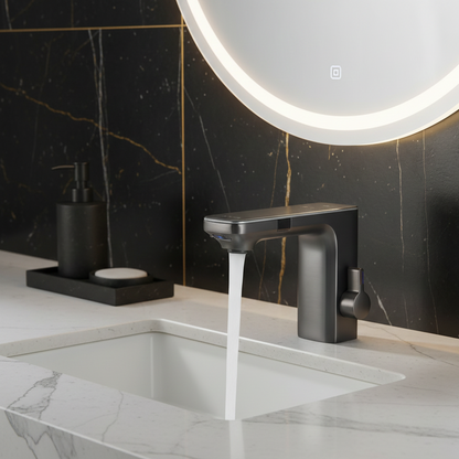 Robinet mitigeur lavabo tactile affichage thermostatique numérique - Argenté - Laiton
