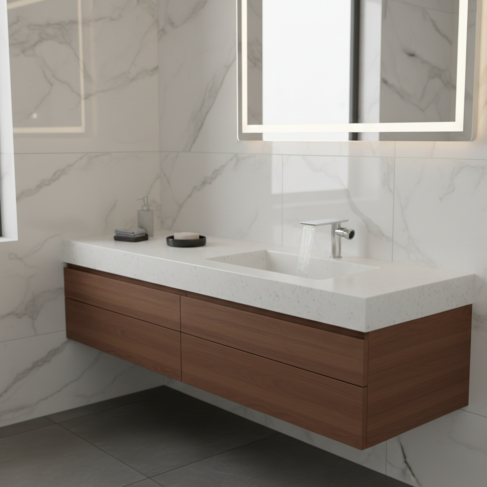 Robinet mitigeur moderne bec plat - Argenté - Laiton