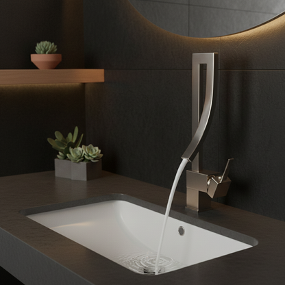 Robinet mitigeur lavabo salle de bain haut design - Argenté - Laiton