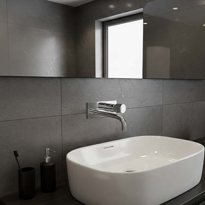 Robinet mitigeur mural salle de bain encastrable - Argenté - Laiton