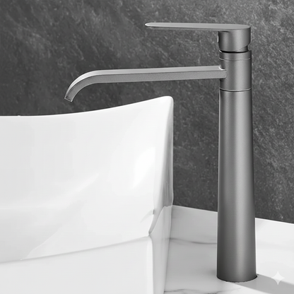 Robinet mitigeur lavabo salle de bain bec long - Argenté - Laiton