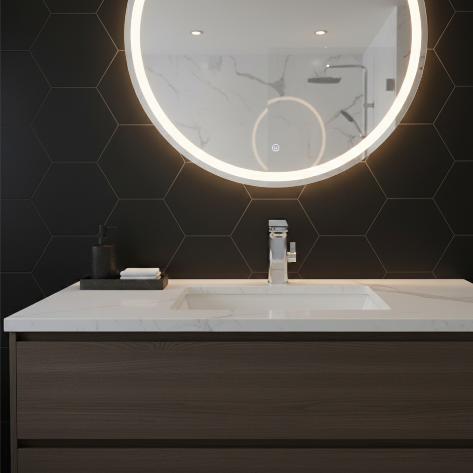 Robinet mitigeur lavabo tactile affichage thermostatique numérique - Argenté - Laiton