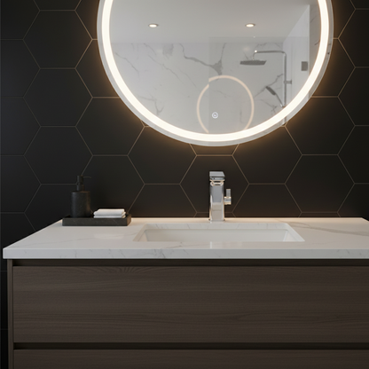 Robinet mitigeur lavabo tactile affichage thermostatique numérique - Argenté - Laiton