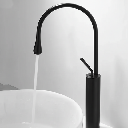 Robinet mitigeur salle de bain lavabo design arrondi goutte - Noir - Laiton