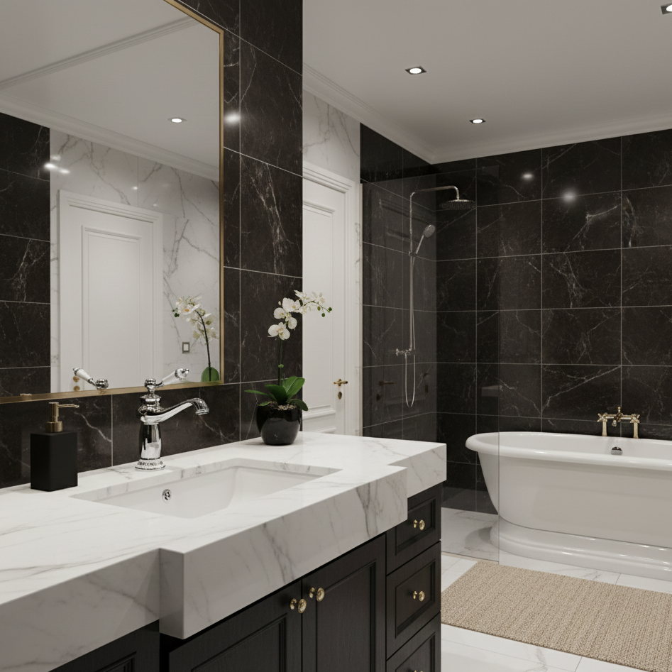 Robinet mitigeur lavabo salle de bain rétro poignée céramique - Argenté - Laiton