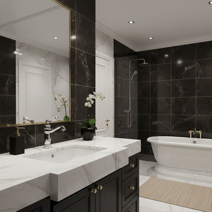 Robinet mitigeur lavabo salle de bain rétro poignée céramique - Argenté - Laiton