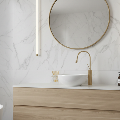 Robinet mitigeur salle de bain lavabo design arrondi goutte - Doré - Laiton