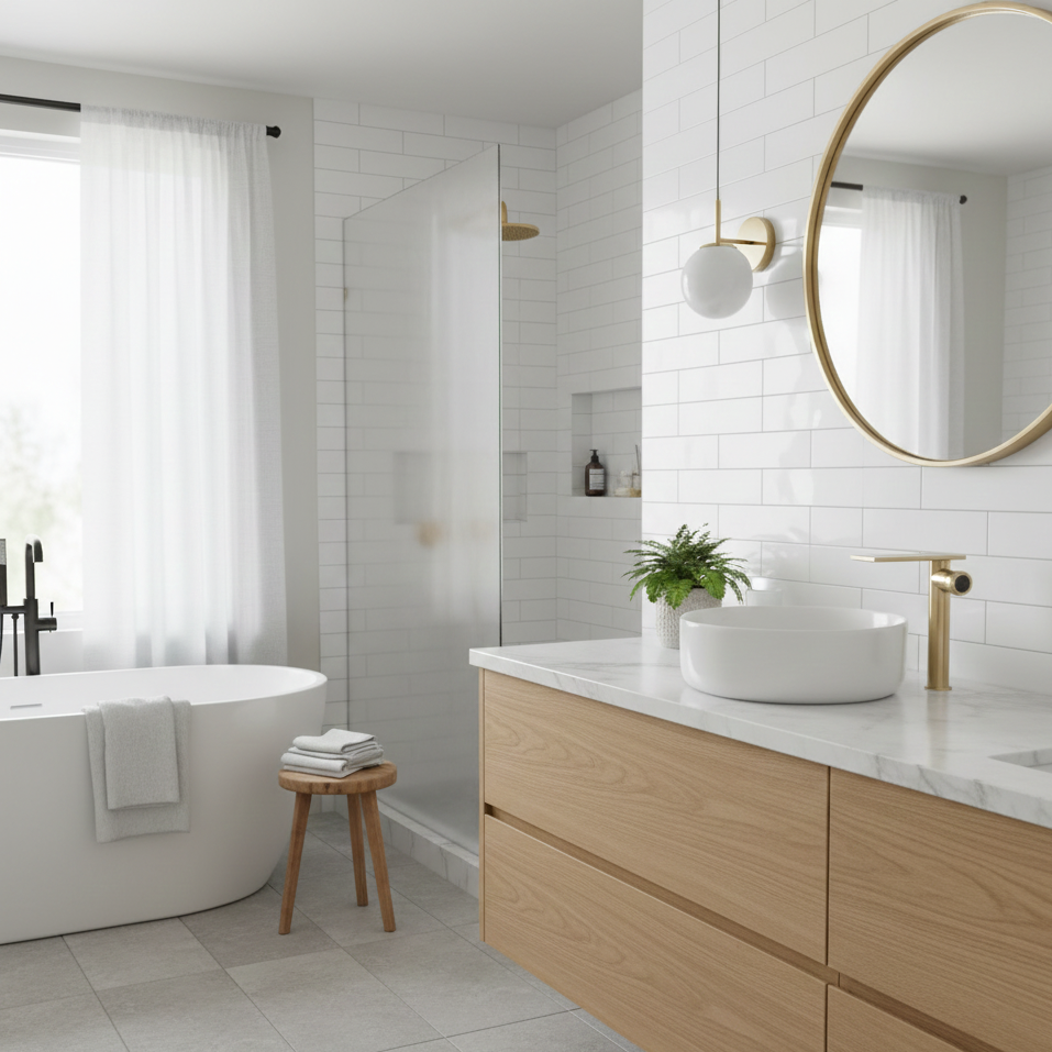 Robinet mitigeur moderne bec plat - Doré - Laiton