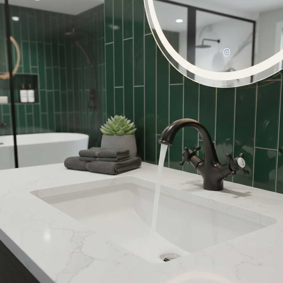 Robinet mitigeur lavabo salle de bain rétro double poignées - Noir - Laiton