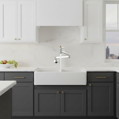 Robinet mitigeur évier cuisine eau froide rabattable mural encastrable - Argenté - Laiton