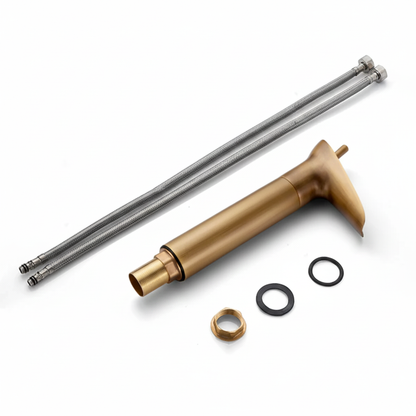 Robinet mitigeur salle de bain lavabo bambou cascade - Doré - Laiton