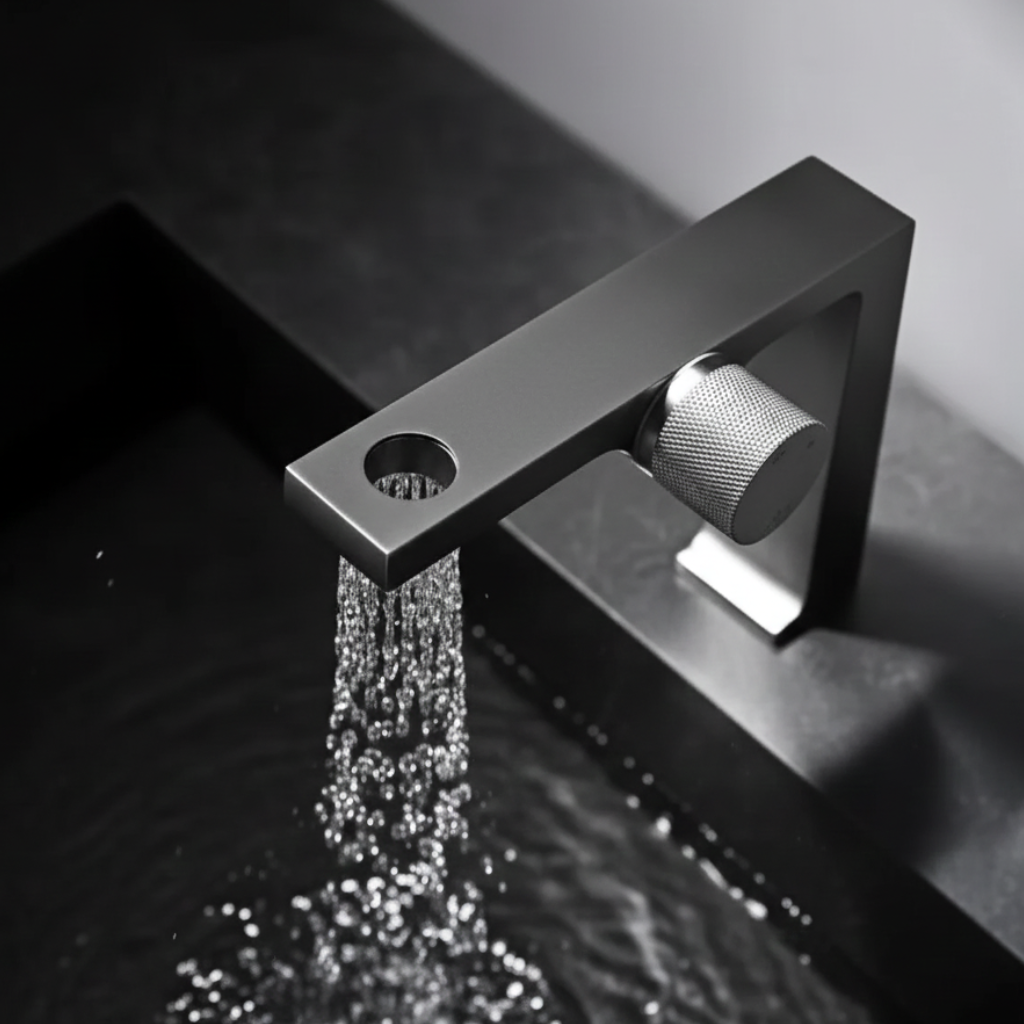 Robinet mitigeur salle de bain lavabo design contemporain - Argenté - Laiton