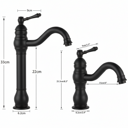 Robinet mitigeur salle de bain lavabo vintage rétro - Noir - Laiton