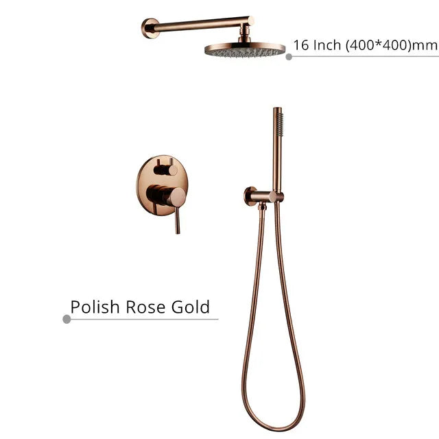 Robinet mitigeur douche salle de bain rond mural encastrable - Doré rose - Laiton