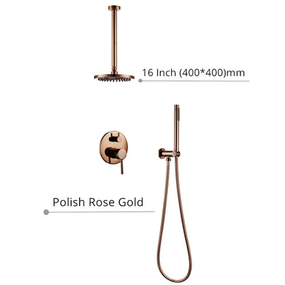 Robinet mitigeur douche salle de bain rond mural encastrable - Doré rose - Laiton