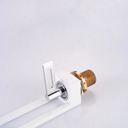Robinet mitigeur moderne géométrique salle de bain lavabo - Blanc - Laiton