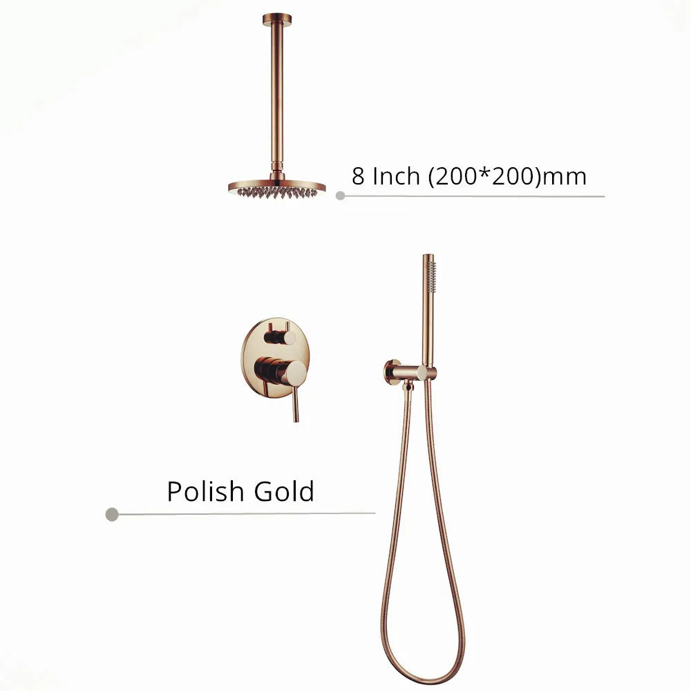 Robinet mitigeur douche salle de bain rond mural encastrable - Doré rose - Laiton