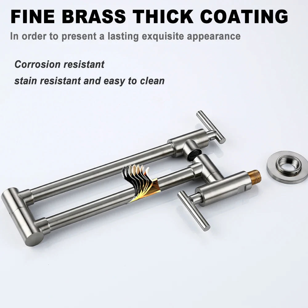 Robinet mitigeur de cuisine rabattable - Noir mat - Laiton