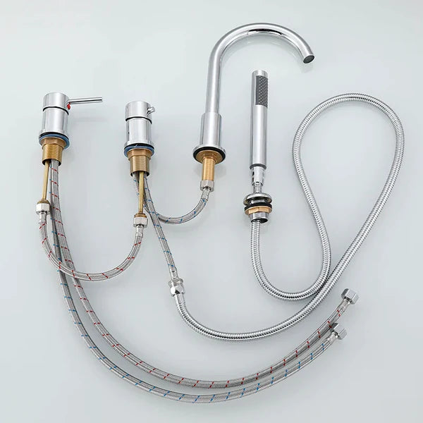 Robinet baignoire encastrable douchette - Noir - Laiton