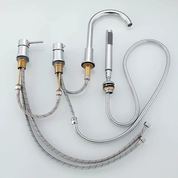 Robinet baignoire encastrable douchette - Argenté - Laiton