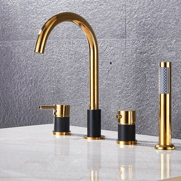 Robinet baignoire encastrable douchette - Doré - Laiton