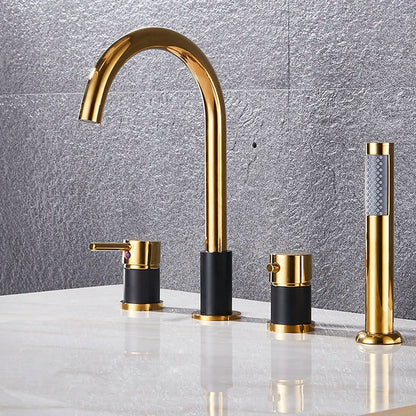 Robinet baignoire encastrable douchette - Doré - Laiton