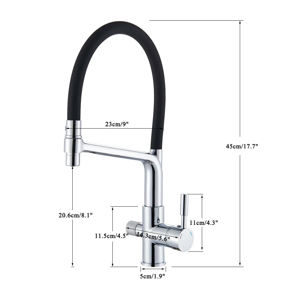 Robinet mitigeur cuisine évier flexible double robinet purificateur d'eau - Argenté - Laiton