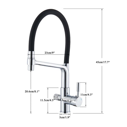 Robinet mitigeur cuisine évier flexible double robinet purificateur d'eau - Argenté - Laiton