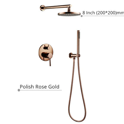 Robinet mitigeur douche salle de bain rond mural encastrable - Doré rose - Laiton