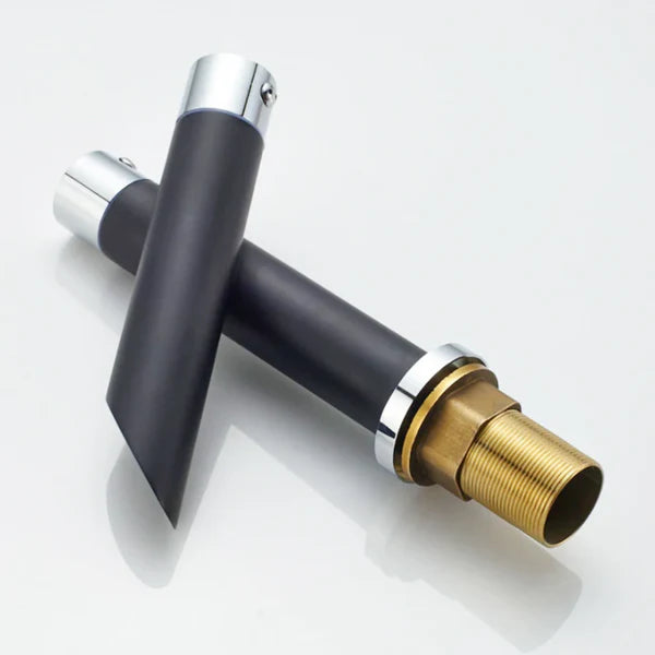 Robinet mitigeur style bambou lavabo salle de bain - Noir - Laiton