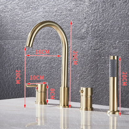 Robinet baignoire encastrable douchette - Noir - Laiton