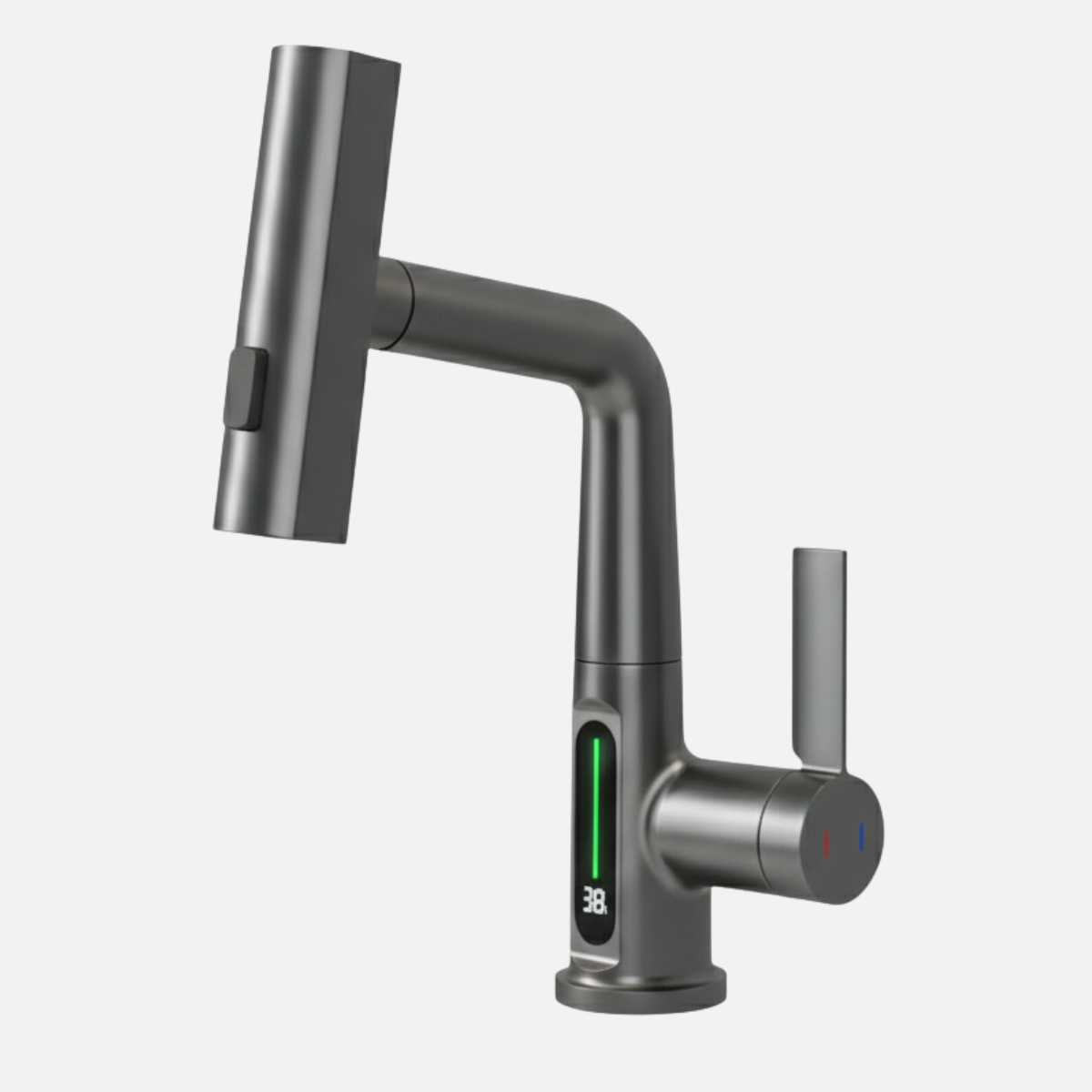Robinet mitigeur évier affichage température numérique flexible cascade - Argenté