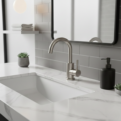 Mitigeur Robinet lavabo acier brossé col de cygne