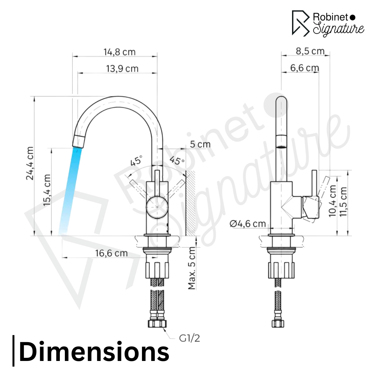 Mitigeur Robinet lavabo doré col de cygne