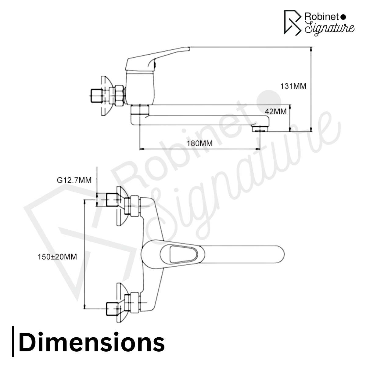Mitigeur Robinet cuisine mural argenté à bec