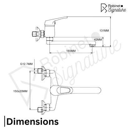 Mitigeur Robinet cuisine mural argenté à bec