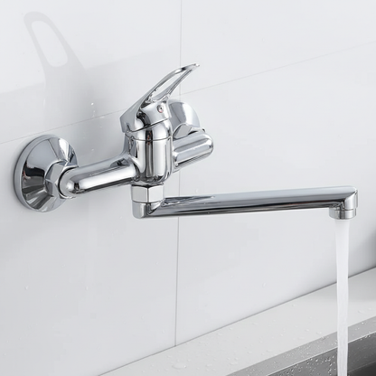 Mitigeur Robinet cuisine mural argenté à bec