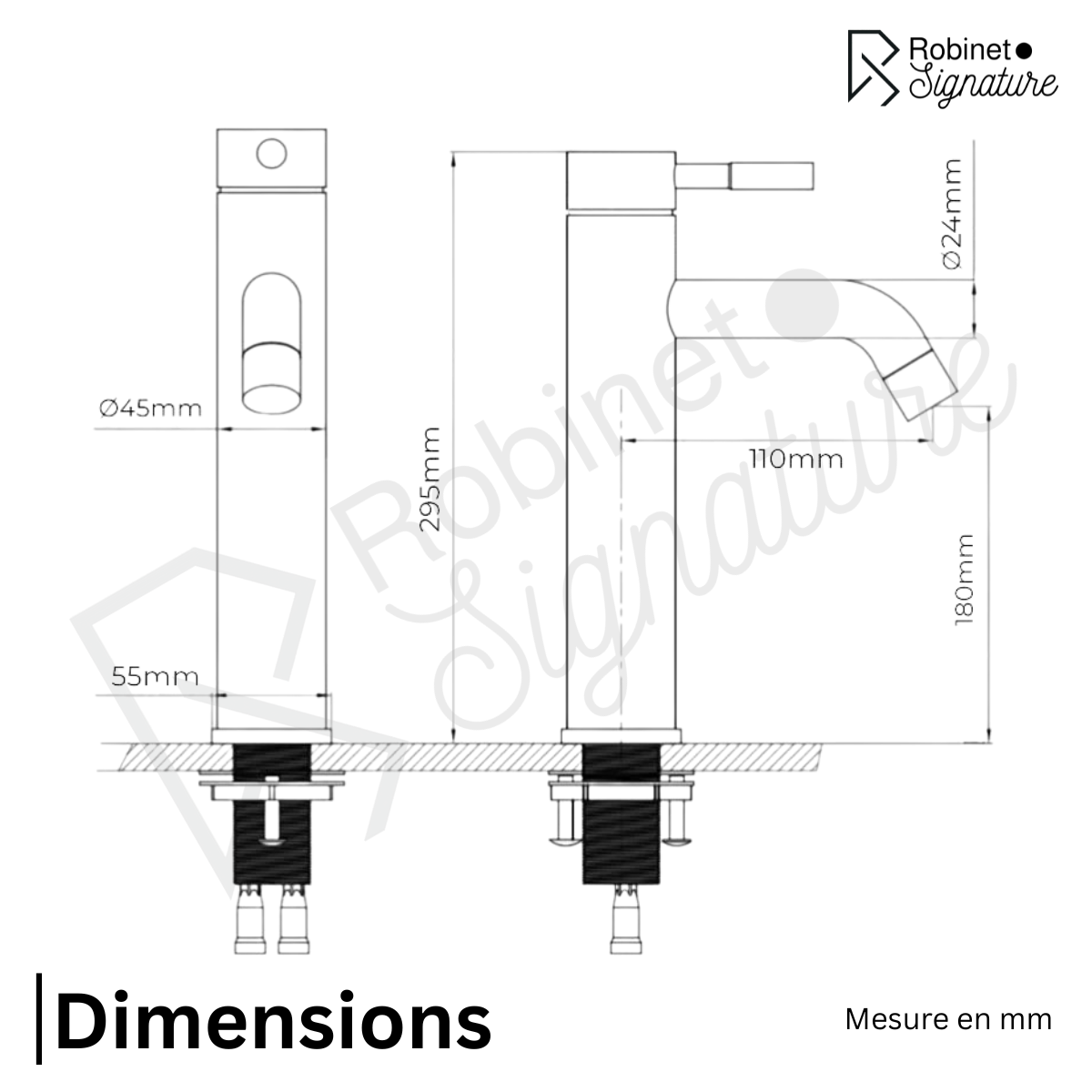 Mitigeur Robinet vasque haut acier brossé