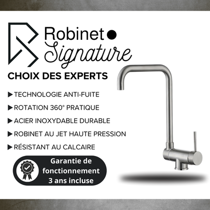 Robinet mitigeur évier cuisine pivotant pliable - Argenté