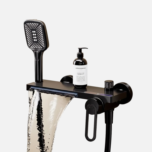Robinet mitigeur baignoire salle de bain cascade douchette - Noir - Laiton (a revoir)
