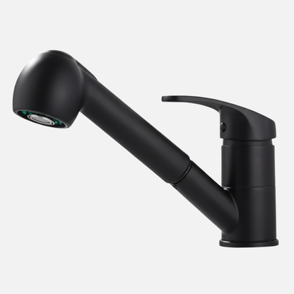 Robinet mitigeur cuisine évier flexible multijet - Noir mat - Laiton