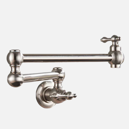 Robinet mitigeur cuisine évier rabattable rétro mural encastrable - Argenté - Laiton (à revoir- img fond gris Argenté Chromé)+img lifestyle