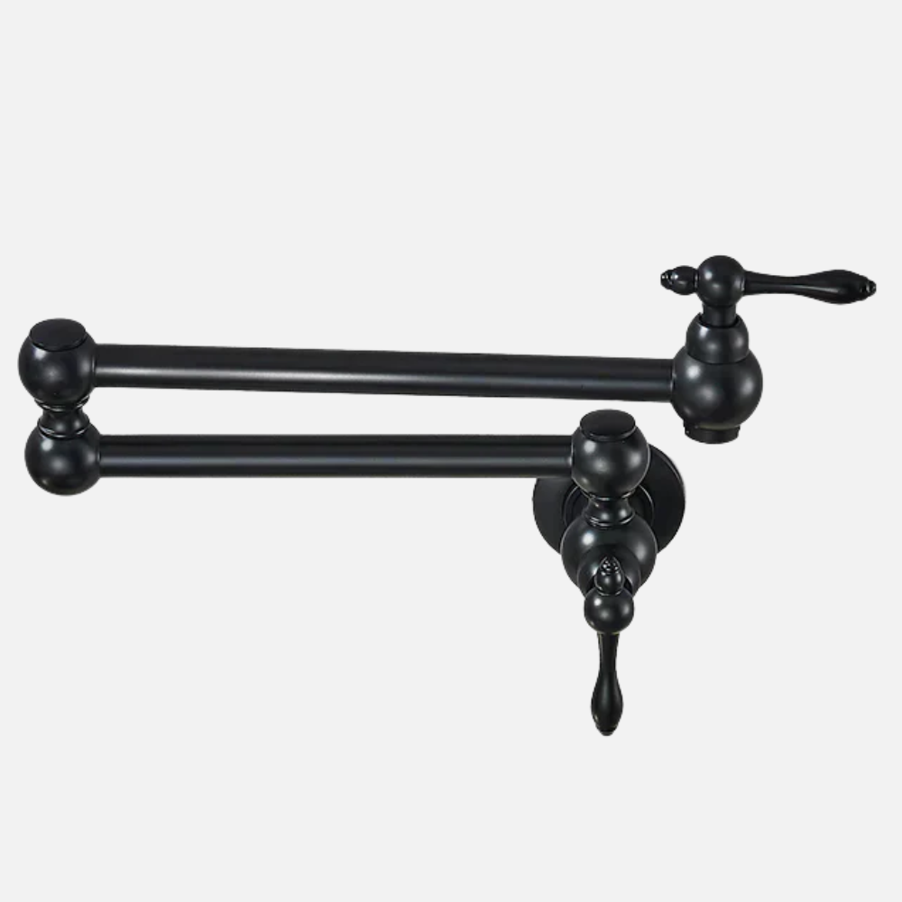 Robinet mitigeur cuisine évier rabattable rétro mural encastrable - Noir - Laiton