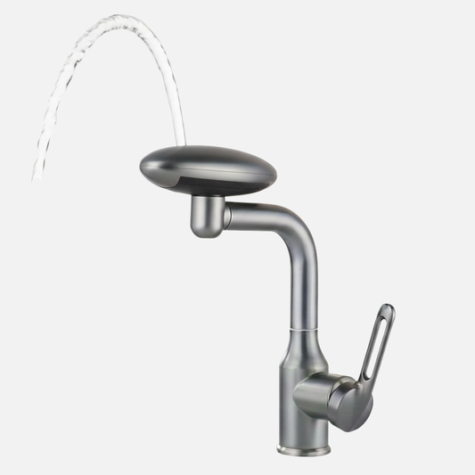 Robinet mitigeur cuisine évier tête rotative fontaine cascade - Argenté