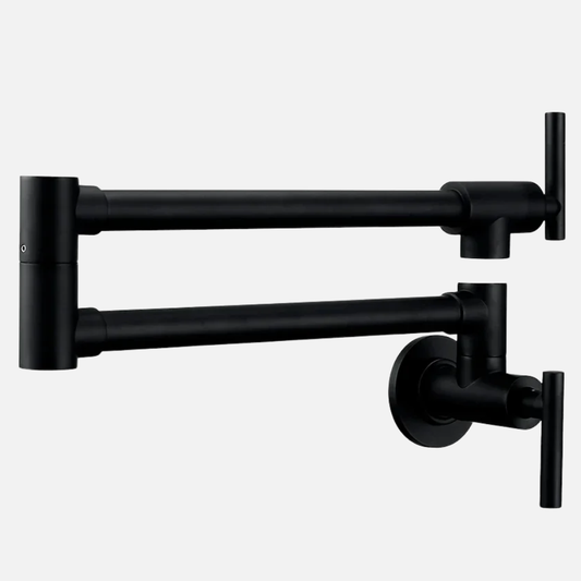 Robinet mitigeur de cuisine rabattable - Noir mat - Laiton